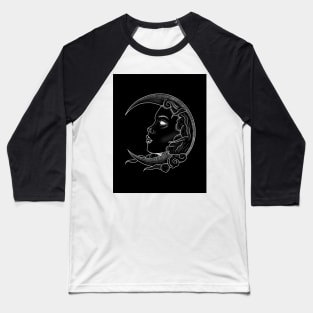 Mystical Moon Symbol with Womans Face Baseball T-Shirt